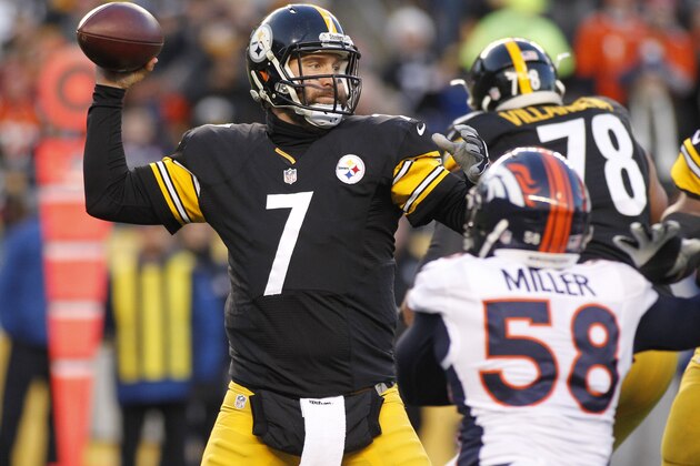 PITTSBURGH, PA - DECEMBER 20:  Ben Roethlisberger #7 of the Pittsburgh Steelers in action during the game against the Denver Broncos on December 20, 2015 at Heinz Field in Pittsburgh, Pennsylvania.  (Photo by Justin K. Aller/Getty Images)