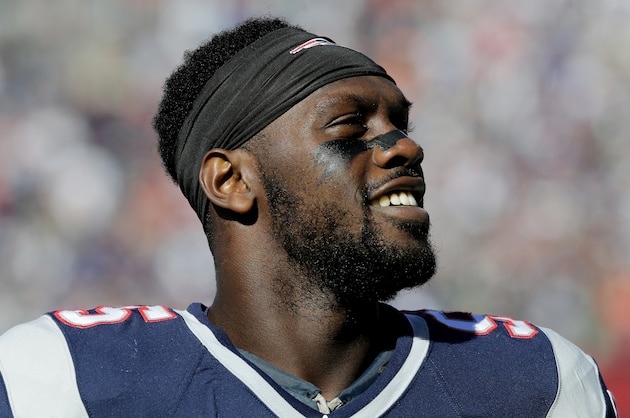 New England Patriots defensive end Chandler Jones (95) before an NFL football game between the New England Patriots and the Washington Redskins, Sunday, Nov. 8, 2015, in Foxborough, Mass. (AP Photo/Charles Krupa)