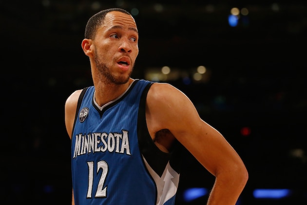 NEW YORK, NY - DECEMBER 16:  Tayshaun Prince #12 of the Minnesota Timberwolves in action against the New York Knicks at Madison Square Garden on December 16, 2015 in New York City. The Knicks defeated the Timberwolves 107-102.  NOTE TO USER: User expressly acknowledges and agrees that, by downloading and or using this photograph, User is consenting to the terms and conditions of the Getty Images License Agreement.  (Photo by Mike Stobe/Getty Images)