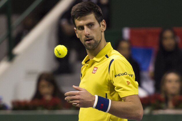 Novak Djokovic of Serbia looks back after winning a point against Spain's Rafael Nadal during the Qatar Open 2016 final match, in Doha, Qatar, Saturday, Jan. 9, 2016. (AP Photo/Alexandra Panagiotidou)