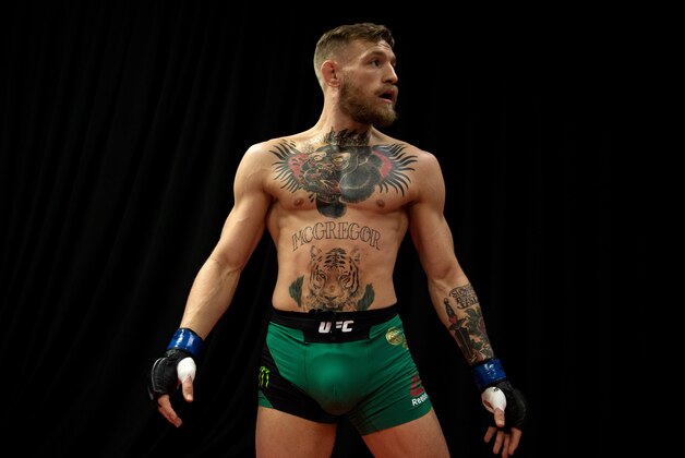 LAS VEGAS, NV - DECEMBER 12: UFC interim featherweight champion Conor McGregor warms up backstage during the UFC 194 event inside MGM Grand Garden Arena on December 12, 2015 in Las Vegas, Nevada.  (Photo by Brandon Magnus/Zuffa LLC/Zuffa LLC via Getty Images)