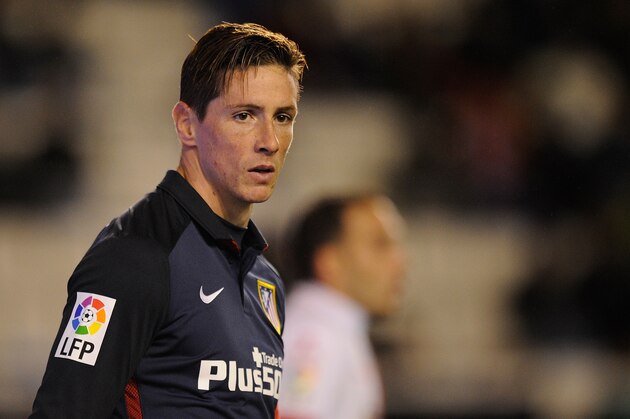MADRID, SPAIN - JANUARY 06: Fernando Torres of Club Atletico de Madrid looks on during the Copa del Rey, Round of 16 First Leg match, between Rayo Vallecano de Madrid and Club Atletico de Madrid at Estadio de Vallecas on January 6, 2016 in Madrid, Spain.  (Photo by Denis Doyle/Getty Images)