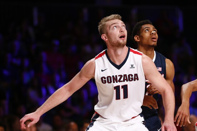 Nov 27, 2015; Paradise Island, BAHAMAS; Gonzaga Bulldogs forward Domantas Sabonis (11) looks for a rebound in the first half against the Connecticut Huskies during the 2015 Battle 4 Atlantis in the Imperial Arena at the Atlantis Resort. Mandatory Credit: Kevin Jairaj-USA TODAY Sports