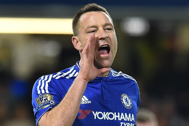 Chelsea's English defender John Terry gestures during the English Premier League football match between Chelsea and West Bromwich Albion at Stamford Bridge in London on January 13, 2016. AFP PHOTO / BEN STANSALL

RESTRICTED TO EDITORIAL USE. NO USE WITH UNAUTHORIZED AUDIO, VIDEO, DATA, FIXTURE LISTS, CLUB/LEAGUE LOGOS OR 'LIVE' SERVICES. ONLINE IN-MATCH USE LIMITED TO 75 IMAGES, NO VIDEO EMULATION. NO USE IN BETTING, GAMES OR SINGLE CLUB/LEAGUE/PLAYER PUBLICATIONS. / AFP / BEN STANSALL        (Photo credit should read BEN STANSALL/AFP/Getty Images)