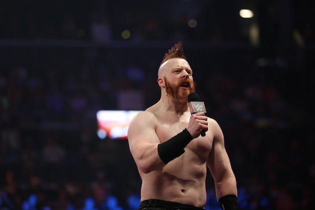 NEW YORK, NY - AUGUST 23:  Sheamus talks to the audience at the WWE SummerSlam 2015  at Barclays Center of Brooklyn on August 23, 2015 in New York City.  (Photo by JP Yim/Getty Images)