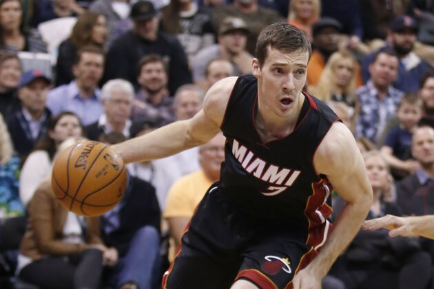 Miami Heat guard Goran Dragic drives to the basket during an NBA basketball game against the Utah Jazz Saturday, Jan. 9, 2016, in Salt Lake City. (AP Photo/George Frey)