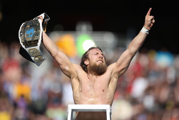 WWE Superstar Daniel Bryan celebrates becoming the new Intercontinental Champion at WrestleMania 31 at Levi's Stadium. on Sunday, March 29, 2015 in Santa Clara, CA. WrestleMania broke the Levi’s Stadium attendance record at 76,976 fans from all 50 states and 40 countries. (Don Feria/AP Images for WWE)