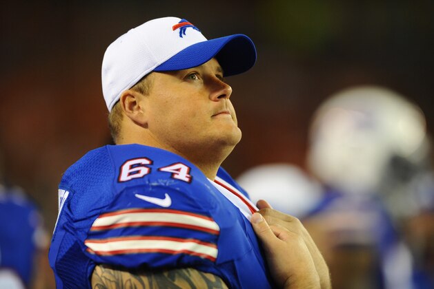 Aug 20, 2015; Cleveland, OH, USA; Buffalo Bills center Richie Incognito (64) at FirstEnergy Stadium. Mandatory Credit: Ken Blaze-USA TODAY Sports