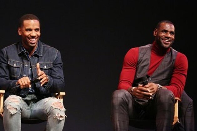 IMAGE DISTRIBUTED FOR STARZ ENTERTAINMENT - LeBron James, right, and Maverick Carter participate in a Q and A after the premiere of the STARZ original series