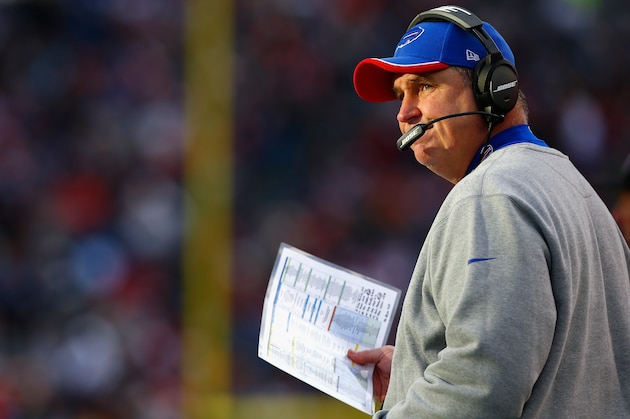 FOXBORO, MA - DECEMBER 28:  Head coach Doug Marrone of the Buffalo Bills looks on during the third quarter against the New England Patriots at Gillette Stadium on December 28, 2014 in Foxboro, Massachusetts.  (Photo by Jared Wickerham/Getty Images)