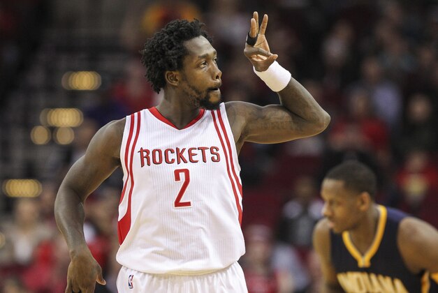 Jan 10, 2016; Houston, TX, USA; Houston Rockets guard Patrick Beverley (2) celebrates after making a three point basket during the first quarter against the Indiana Pacers at Toyota Center. Mandatory Credit: Troy Taormina-USA TODAY Sports