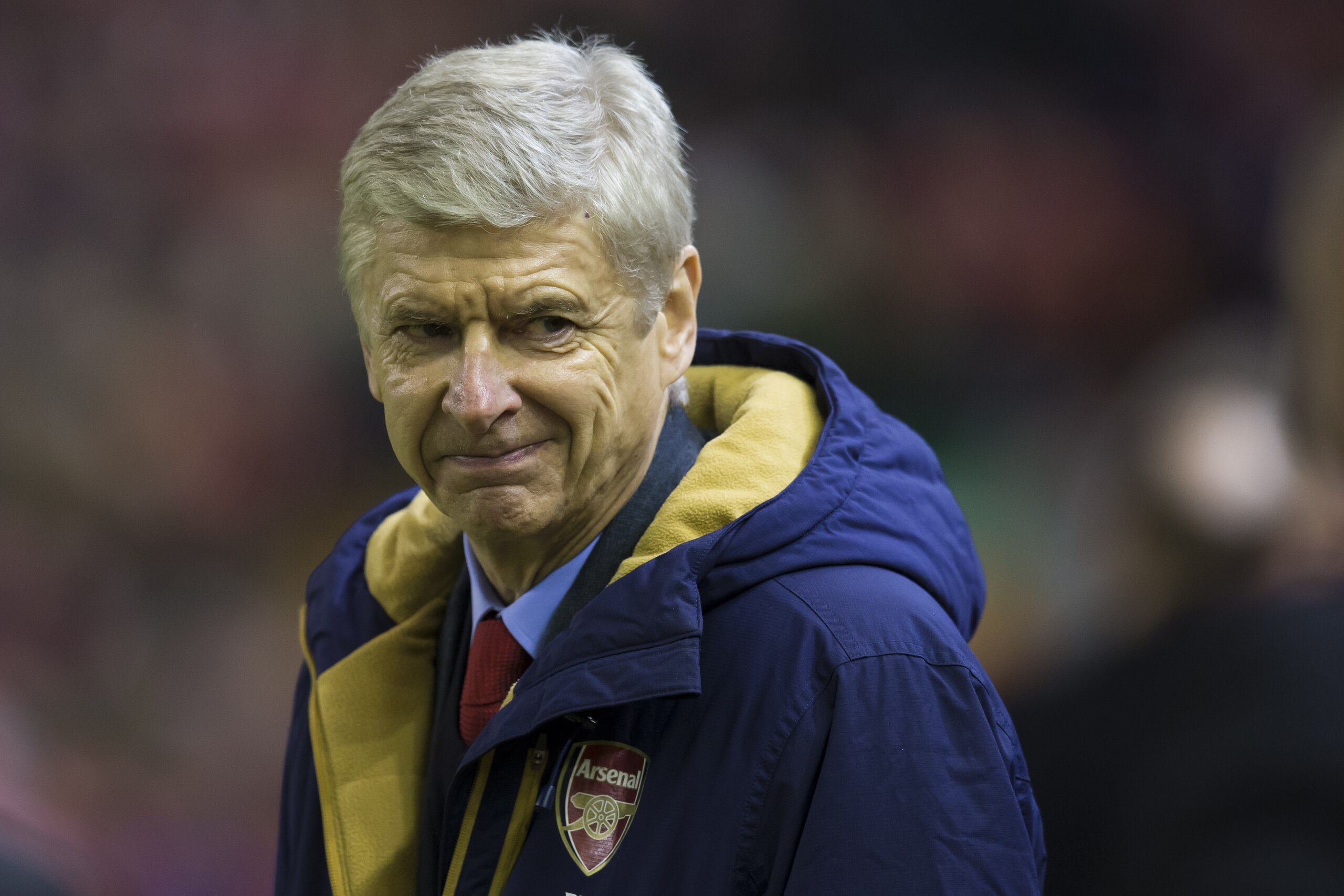 Arsenal's manager Arsene Wenger takes to the touchline before his team's English Premier League soccer match between Liverpool and Arsenal at Anfield Stadium, Liverpool, England, Wednesday, Jan. 13, 2016. (AP Photo/Jon Super)