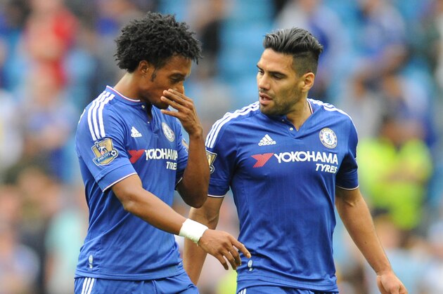 Chelsea’s Juan Cuadrado, left, and Chelsea’s Radamel Falcao during the English Premier League soccer match between Manchester City and Chelsea at Etihad stadium, Manchester, England, Sunday, Aug. 16, 2015. (AP Photo/Rui Vieira Chelsea’s Juan Cuadrado, left, and Chelsea’s Radamel Falcao during the English Premier League soccer match between Manchester City and Chelsea at Etihad stadium, Manchester, England, Sunday, Aug. 16, 2015. (AP Photo/Rui Vieira