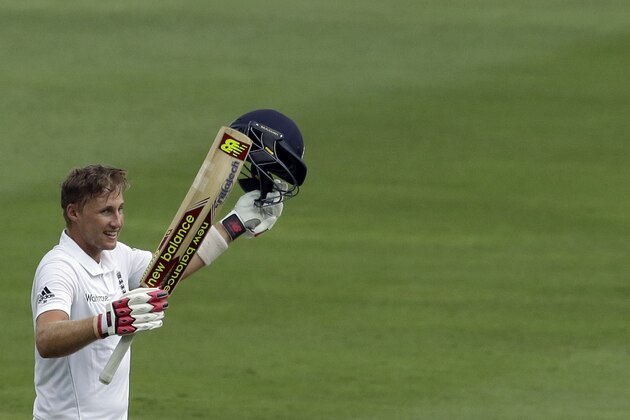 England’s batsman Joe Root, celebrates his century on the second day of the third test cricket match between South Africa and England, at Wanderers stadium in Johannesburg, South Africa, Friday, Jan. 15, 2016. (AP Photo/Themba Hadebe)
