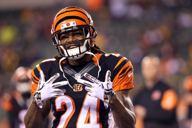Jan 9, 2016; Cincinnati, OH, USA; Cincinnati Bengals cornerback Adam Jones (24) warms up before the AFC Wild Card playoff football game against the Pittsburgh Steelers at Paul Brown Stadium. Mandatory Credit: Aaron Doster-USA TODAY Sports