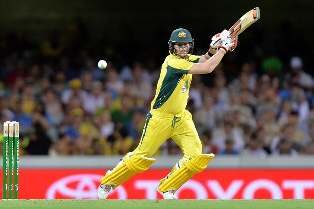 BRISBANE, AUSTRALIA - JANUARY 15:  Steve Smith of Australia plays a shot during game two of the Victoria Bitter One Day International Series between Australia and India at The Gabba on January 15, 2016 in Brisbane, Australia.  (Photo by Bradley Kanaris/Getty Images)