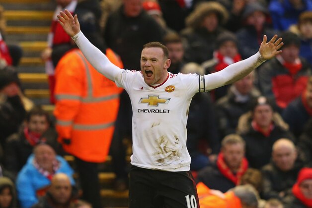 LIVERPOOL, ENGLAND - JANUARY 17:  Wayne Rooney of Manchester United celebrates after scoring the winning goal during the Barclays Premier League match between Liverpool and Manchester United at Anfield on January 17, 2016 in Liverpool, England.  (Photo by Alex Livesey/Getty Images)