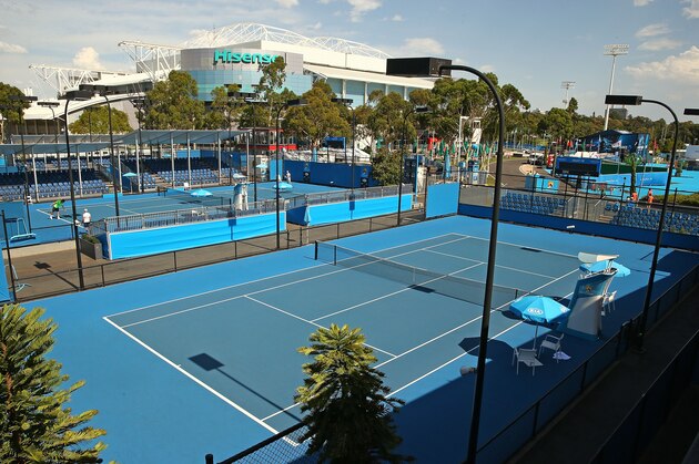 MELBOURNE, AUSTRALIA - JANUARY 13:  Courts are abandoned as play is suspended due to the heat policy during round one of 2016 Australian Open Qualifying at Melbourne Park on January 13, 2016 in Melbourne, Australia.  (Photo by Scott Barbour/Getty Images)