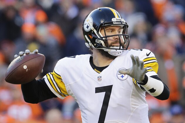 Pittsburgh Steelers quarterback Ben Roethlisberger passes against the Denver Broncos during the first half in an NFL football divisional playoff game, Sunday, Jan. 17, 2016, in Denver. (AP Photo/Joe Mahoney)