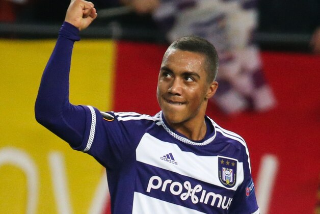 Anderlecht's Youri Tielemans celebrates after scoring during the UEFA Europa League group J football match RSC Anderlecht vs Qarabag Futbol Klubu in Brussels on December 10, 2015. / AFP / BELGA / VIRGINIE LEFOUR / Belgium OUT        (Photo credit should read VIRGINIE LEFOUR/AFP/Getty Images)