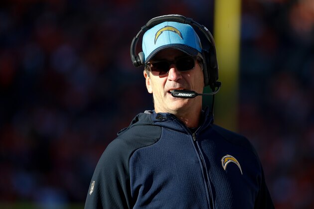 DENVER, CO - JANUARY 3: Offensive coordinator Frank Reich of the San Diego Chargers works along the sideline during a game against the Denver Broncos at Sports Authority Field at Mile High on January 3, 2016 in Denver, Colorado. (Photo by Sean M. Haffey/Getty Images) DENVER, CO - JANUARY 3: Offensive coordinator Frank Reich of the San Diego Chargers works along the sideline during a game against the Denver Broncos at Sports Authority Field at Mile High on January 3, 2016 in Denver, Colorado. (Photo by Sean M. Haffey/Getty Images)