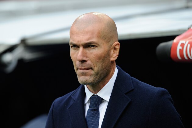 MADRID, SPAIN - JANUARY 17:  Zinedine Zidane manager of Real Madrid looks on prior to the start of the La Liga match between Real Madrid CF and Sporting Gijon at Estadio Santiago Bernabeu on January 17, 2016 in Madrid, Spain.  (Photo by Denis Doyle/Getty Images)