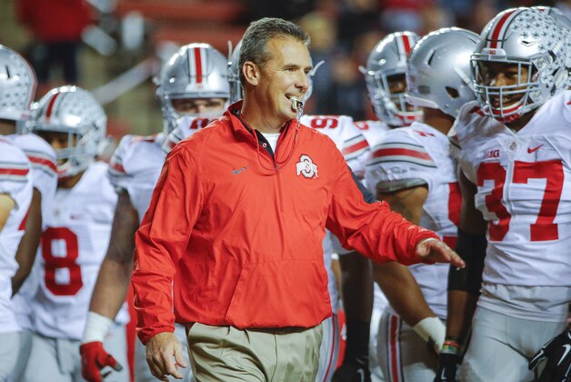Oct 24, 2015; Piscataway, NJ, USA;  Ohio State Buckeyes head coach Urban Meyer prior to the game against the Rutgers Scarlet Knights at High Points Solutions Stadium. Mandatory Credit: Jim O'Connor-USA TODAY Sports