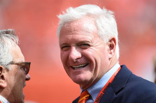 CLEVELAND, OH - SEPTEMBER 27:  Owner of the Cleveland Browns Jimmy Haslam looks on prior to the game against the Oakland Raiders at FirstEnergy Stadium on September 27, 2015 in Cleveland, Ohio.  (Photo by Jason Miller/Getty Images)