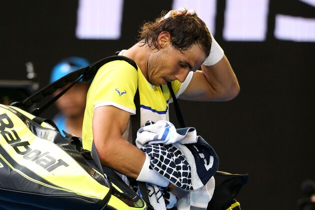 MELBOURNE, AUSTRALIA - JANUARY 19:  Rafael Nadal of Spain walks off court after losing his first round match against Fernando Verdasco of Spain during day two of the 2016 Australian Open at Melbourne Park on January 19, 2016 in Melbourne, Australia.  (Photo by Michael Dodge/Getty Images)