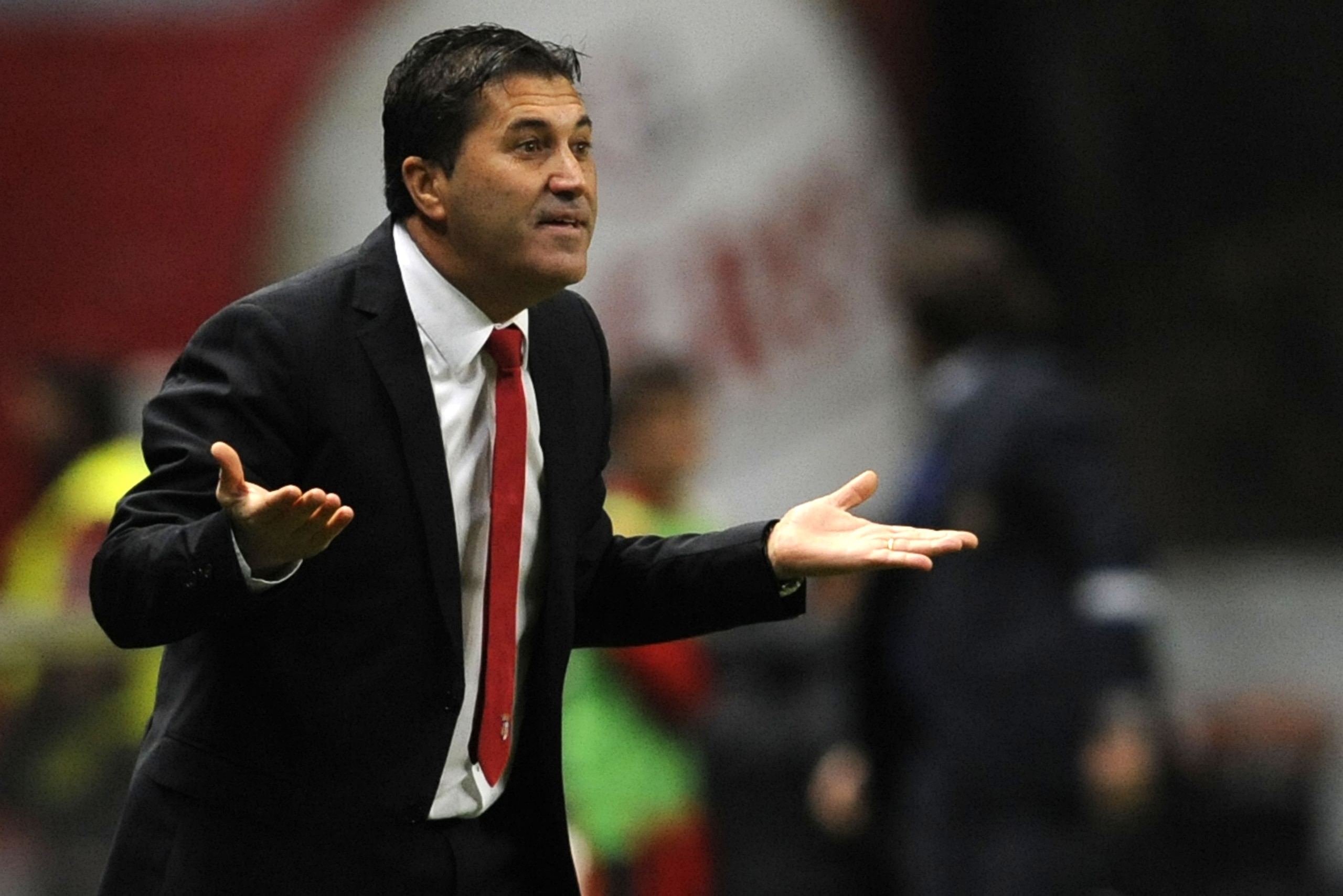 SC Braga's portuguese coach Jose Peseiro reacts during the Portuguese League football match Braga vs Porto, on November 25,  2012 , at Axa Municipal Stadium in Braga. AFP PHOTO / FERNANDO VELUDO        (Photo credit should read FERNANDO VELUDO/AFP/Getty Images)