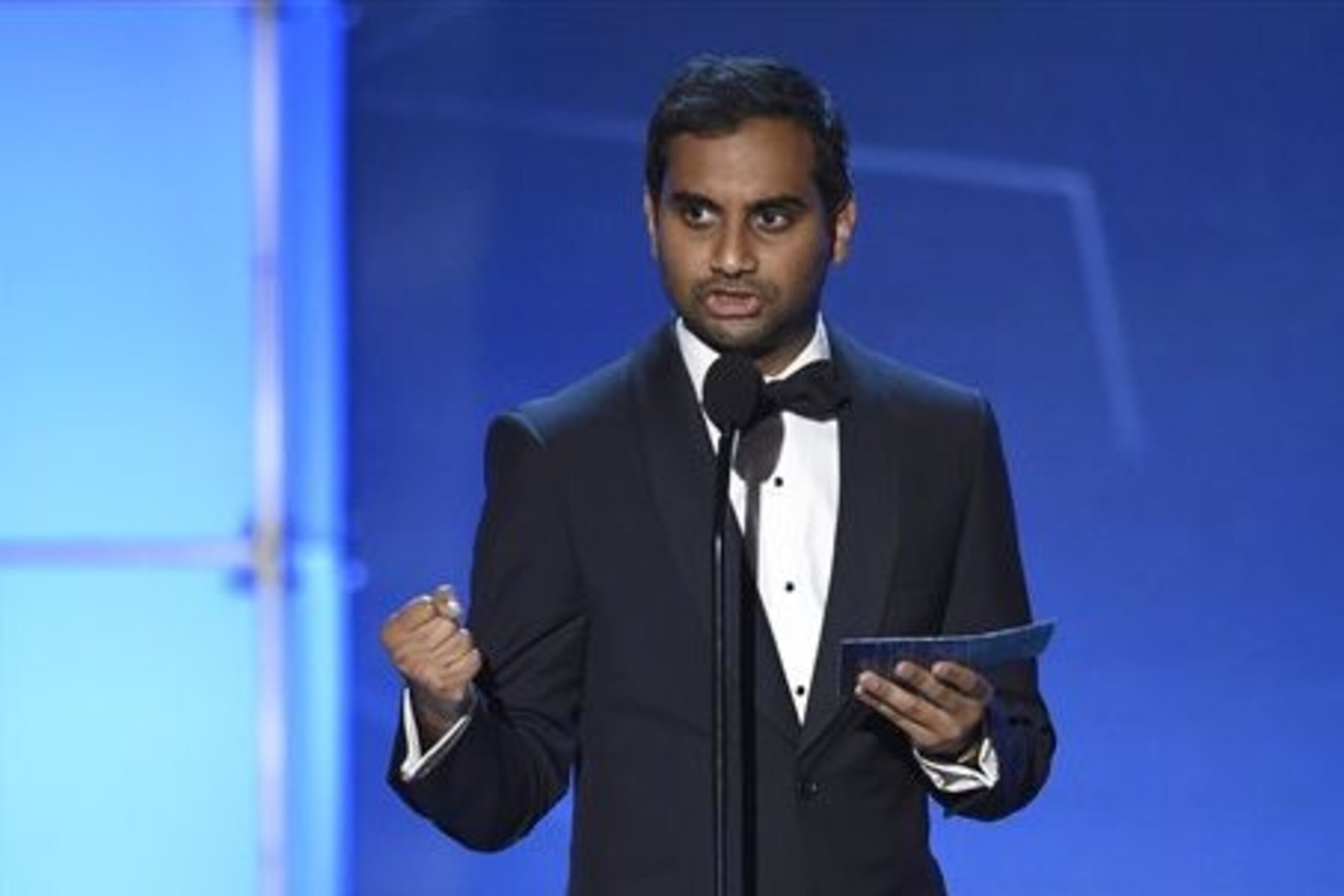 Aziz Ansari presents the award for best comedy at the 21st annual Critics' Choice Awards at the Barker Hangar on Sunday, Jan. 17, 2016, in Santa Monica, Calif. (Photo by Chris Pizzello/Invision/AP) Aziz Ansari presents the award for best comedy at the 21st annual Critics' Choice Awards at the Barker Hangar on Sunday, Jan. 17, 2016, in Santa Monica, Calif. (Photo by Chris Pizzello/Invision/AP)