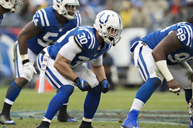 NASHVILLE, TN - DECEMBER 28: LaRon Landry #30 of the Indianapolis Colts at the line of scrimmage during the third quarter against the Tennessee Titans at LP Field on December 28, 2014 in Nashville, Tennessee. The Colts defeated the Titans 27-10. (Photo by Wesley Hitt/Getty Images) NASHVILLE, TN - DECEMBER 28: LaRon Landry #30 of the Indianapolis Colts at the line of scrimmage during the third quarter against the Tennessee Titans at LP Field on December 28, 2014 in Nashville, Tennessee. The Colts defeated the Titans 27-10. (Photo by Wesley Hitt/Getty Images)