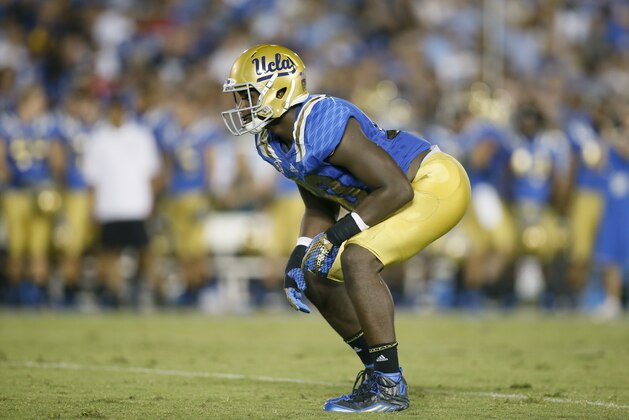 UCLA linebacker Myles Jack in action against BYU during an NCAA college football game, Saturday, Sept. 19, 2015, in Pasadena, Calif. UCLA won 24-23. (AP Photo/Danny Moloshok) UCLA linebacker Myles Jack in action against BYU during an NCAA college football game, Saturday, Sept. 19, 2015, in Pasadena, Calif. UCLA won 24-23. (AP Photo/Danny Moloshok)