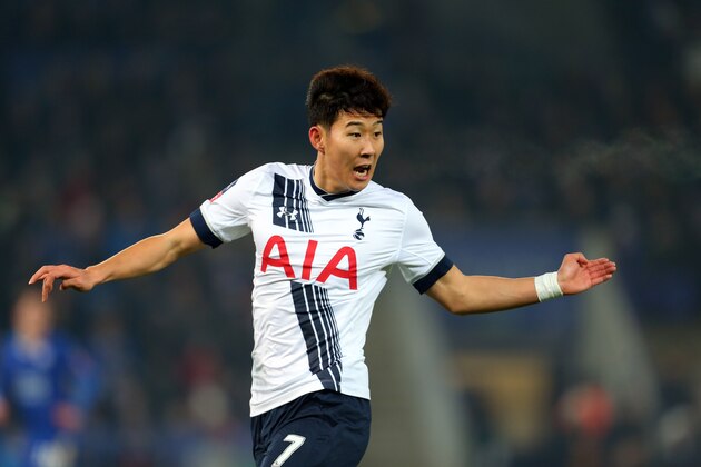 LEICESTER, ENGLAND - JANUARY 20 :  Son Heung-Min of Tottenham Hotspur during the Emirates FA Cup match between Leicester City and Tottenham Hotspur at King Power Stadium on January 20, 2016 in Leicester, England.  (Photo by Catherine Ivill - AMA/Getty Images)
