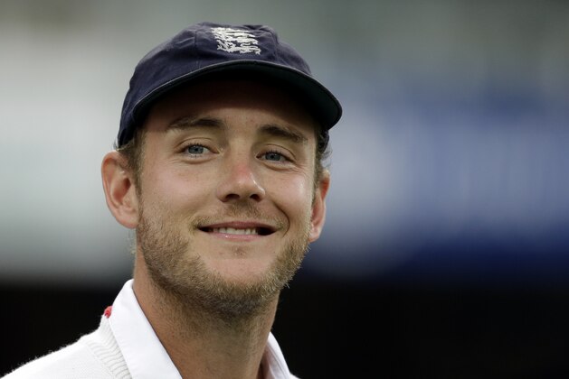 England’s Stuart Broad, looks on during the man of the match presentation on the third day of the third test cricket match between South Africa and England, at Wanderers stadium in Johannesburg, South Africa, Saturday, Jan. 16, 2016. England beat South Africa by 7 wickets. (AP Photo/Themba Hadebe)