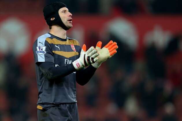 STOKE-ON-TRENT, ENGLAND - JANUARY 17: Petr Cech of Arsenal applauds after the Barclays Premier League match between Stoke City and Arsenal at the Britannia Stadium on January 17, 2016 in Stoke-on-Trent, England. (Photo by Catherine Ivill - AMA/Getty Images)