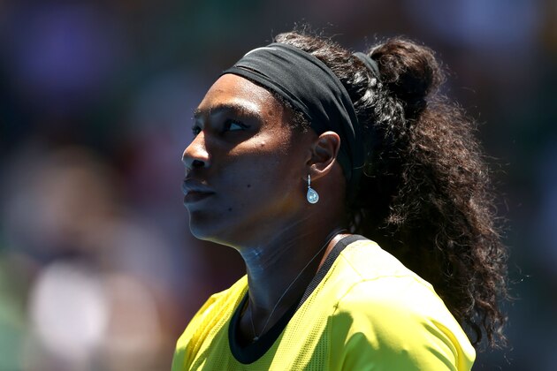 MELBOURNE, AUSTRALIA - JANUARY 20:  Serena Williams of the United States in her second round match against Su-Wei Hsieh of Chinese Taipei during day three of the 2016 Australian Open at Melbourne Park on January 20, 2016 in Melbourne, Australia.  (Photo by Mark Kolbe/Getty Images)