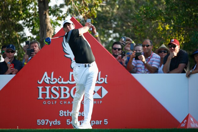 ABU DHABI, UNITED ARAB EMIRATES - JANUARY 22: Rory McIlroy of Northern Ireland tees off on the 8th hole during the second round of the Abu Dhabi HSBC Golf Championship at the Abu Dhabi Golf Club on January 22, 2016 in Abu Dhabi, United Arab Emirates.  (Photo by Scott Halleran/Getty Images)