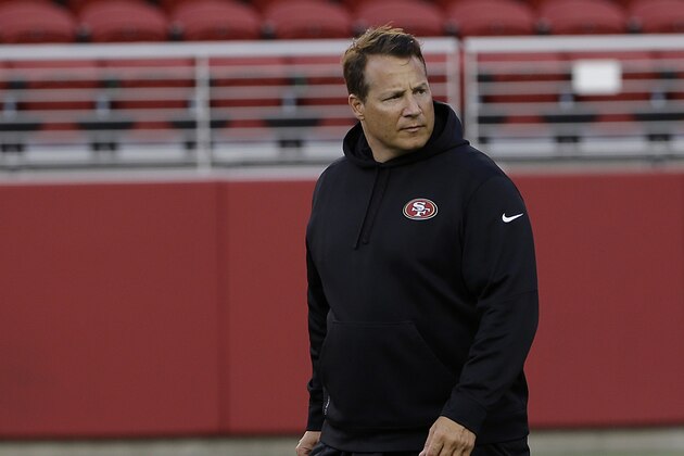 San Francisco 49ers defensive coordinator Eric Mangini during the team's NFL football training camp in Santa Clara, Calif., Saturday, Aug. 1, 2015. (AP Photo/Jeff Chiu)