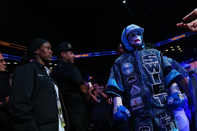 NEW YORK, NY - AUGUST 01: Danny Garcia enters the ring prior to his welterweight bout against Paulie Malignaggi at Barclays Center on August 1, 2015 in Brooklyn borough of New York City.  (Photo by Mike Stobe/Getty Images)