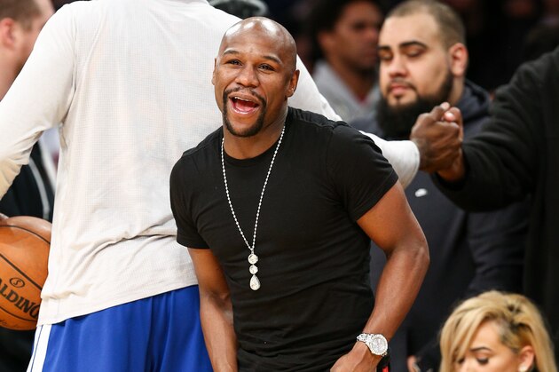 Floyd Mayweather, Jr. seen at the game between the Los Angeles Lakers vs. the Golden State Warriors at Staples Center on Tuesday, Jan. 5, 2015, in Los Angeles. (Photo by John Salangsang/Invision/AP)