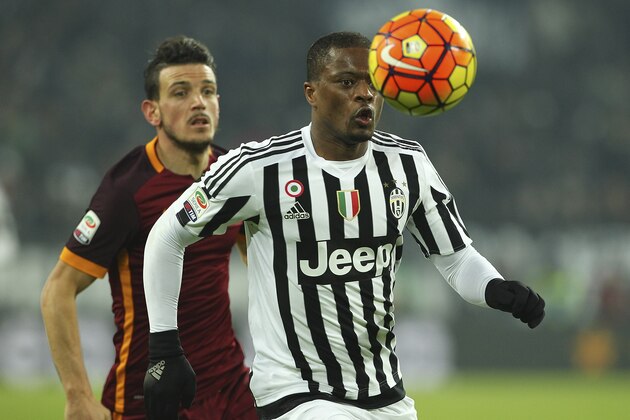 TURIN, ITALY - JANUARY 24:  Patrice Evra of Juventus FC in action during the Serie A match between Juventus FC and AS Roma at Juventus Arena on January 24, 2016 in Turin, Italy.  (Photo by Marco Luzzani/Getty Images)