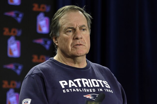 New England Patriots head coach Bill Belichick speaks at a news conference to wrap up the football team's NFL season, Monday, Jan. 25, 2016, in Foxborough, Mass. The Denver Broncos beat the Patriots 20-18 in Sunday's AFC Championship in Denver. (AP Photo/Elise Amendola)