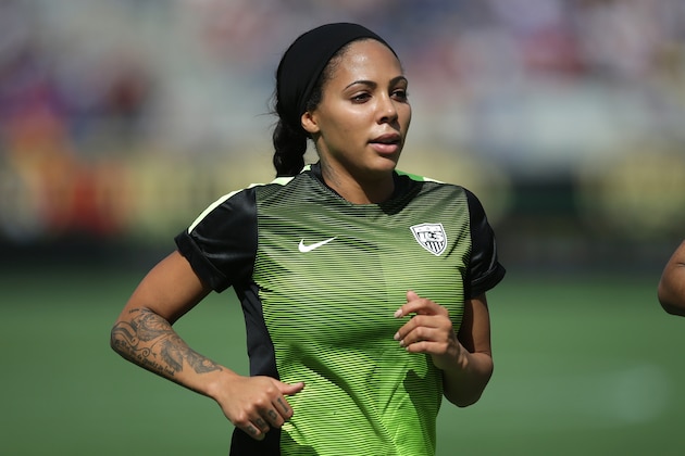 ORLANDO, FL - OCTOBER 25: Sydney Leroux #2 of USWNT jogs off the field after warmups during a women's international friendly soccer match between Brazil and the United States at the Orlando Citrus Bowl on October 25, 2015 in Orlando, Florida. (Photo by Alex Menendez/Getty Images)
