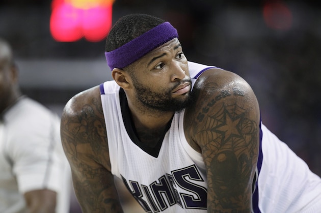 Sacramento Kings center DeMarcus Cousins pauses before shooting free throws during the second half of the team's NBA basketball game against the Indiana Pacers in Sacramento, Calif., on Saturday, Jan. 23, 2016. The Kings won 108-97. (AP Photo/Steve Yeater)