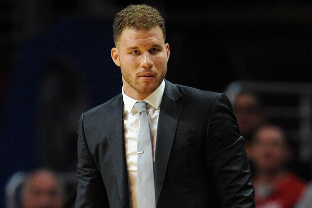 January 13, 2016; Los Angeles, CA, USA; Los Angeles Clippers forward Blake Griffin watches game action against Miami Heat during the second half at Staples Center. Mandatory Credit: Gary A. Vasquez-USA TODAY Sports