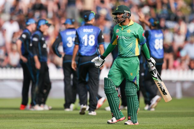 WELLINGTON, NEW ZEALAND - JANUARY 25:  Babar Azam of Pakistan leaves the field after being dismissed during the One Day International match between New Zealand and Pakistan at Basin Reserve on January 25, 2016 in Wellington, New Zealand.  (Photo by Hagen Hopkins/Getty Images)