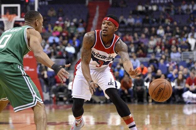 Washington Wizards guard Bradley Beal (3) passes the ball against Boston Celtics guard Avery Bradley (0) during the first half of an NBA basketball game, Monday, Jan. 25, 2016, in Washington. The Celtics won 116-91. (AP Photo/Nick Wass) Washington Wizards guard Bradley Beal (3) passes the ball against Boston Celtics guard Avery Bradley (0) during the first half of an NBA basketball game, Monday, Jan. 25, 2016, in Washington. The Celtics won 116-91. (AP Photo/Nick Wass)