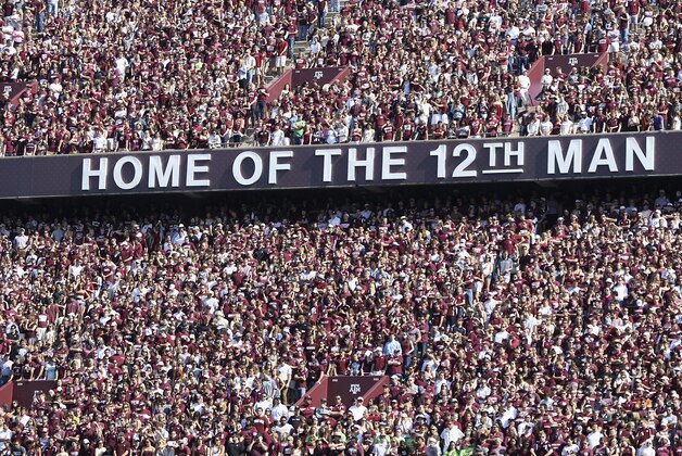 COLLEGE STATION, TX - OCTOBER 26:  Capcity crowd at Kyle Field to watch the Vanderbilt Commodores play the Texas A&M Aggies on October 26, 2013 in College Station, Texas.  (Photo by Bob Levey/Getty Images)