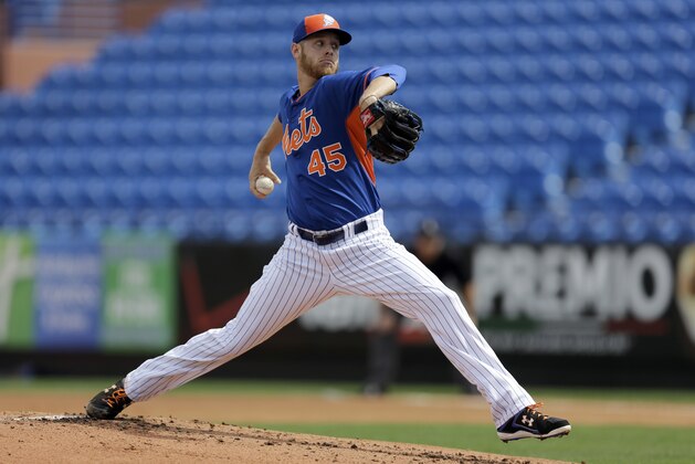 New York Mets pitcher Zack Wheeler throws during spring training baseball intrasquad game Tuesday, March 3, 2015, in Port St. Lucie, Fla. (AP Photo/Jeff Roberson)